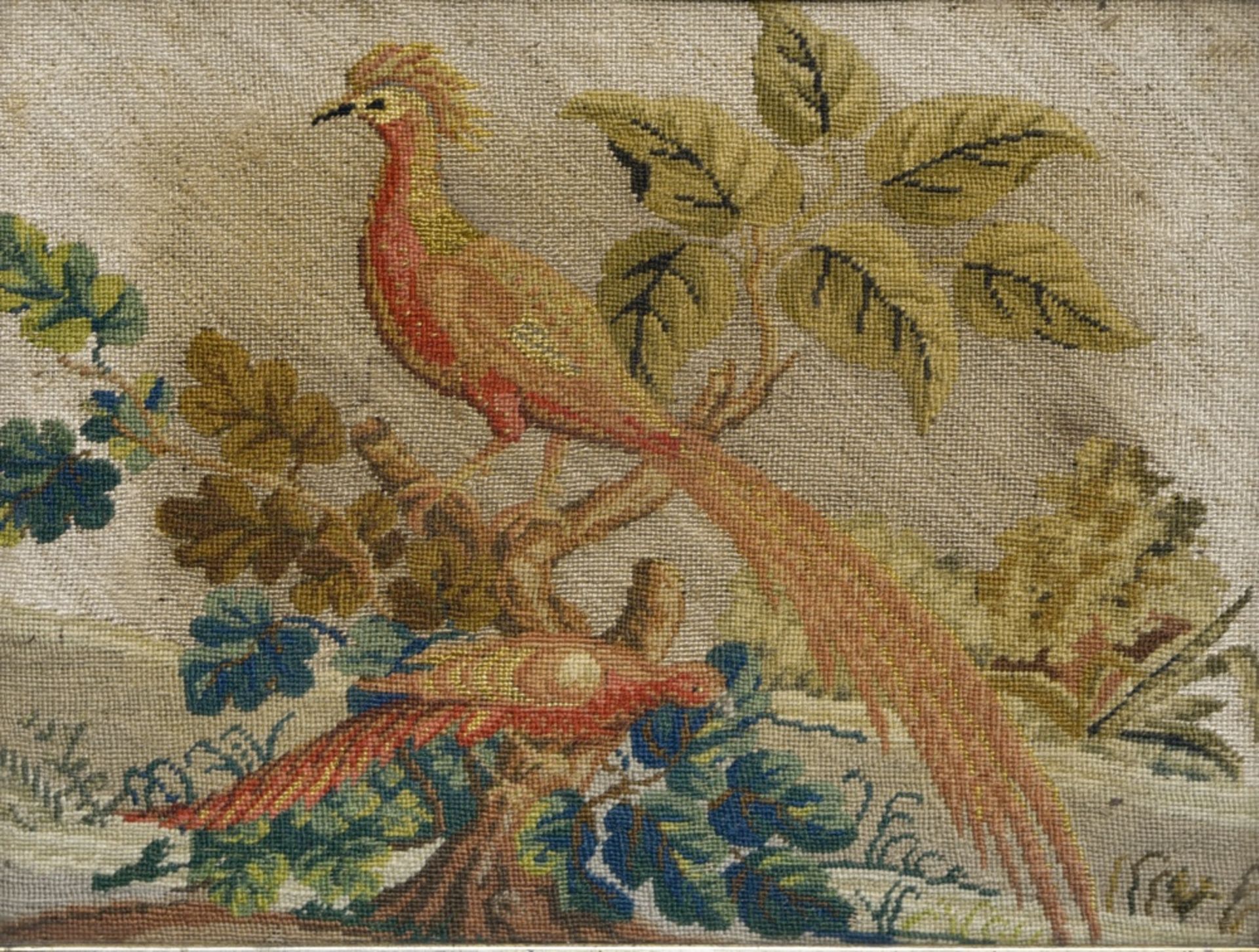 Great Britain, 19th century Collection of three embroideries, Animal themes and St. Hubert Framed