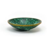 Contemporary work Circular bowl, Malachite, encircled with gilt brass. - - Diameter (cm) : 16 -