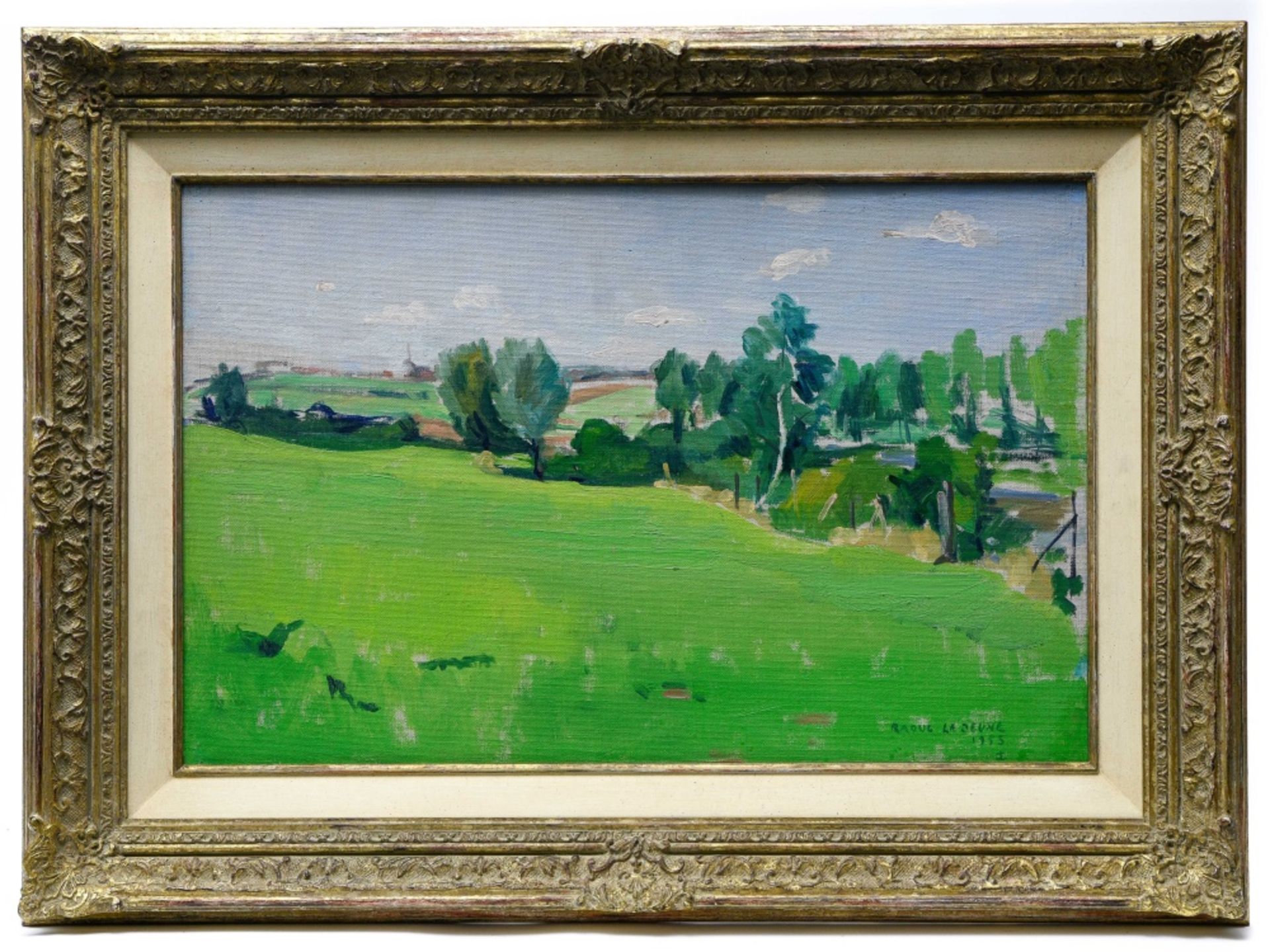 RAOUL LEJEUNE (1903-1987) Sauvagemont, 1953, Oil on panel, signed and dated at lower right Framed - Image 2 of 3