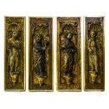 Spain, Castile, late 16th-early 17th century Set of four panels, Finely carved polychrome and gilt