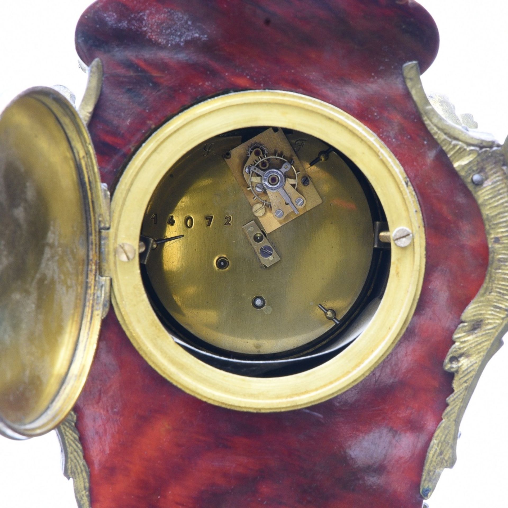 EDWARD & Sons, Paris Rocaille cartel clock, Bronze and tortoiseshell. Enamelled dial with Roman - Image 2 of 2