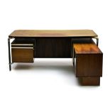 Ico PARISI (1916-1996) L-shaped executive desk, Rosewood, rosewood veneer, steel and aluminium.