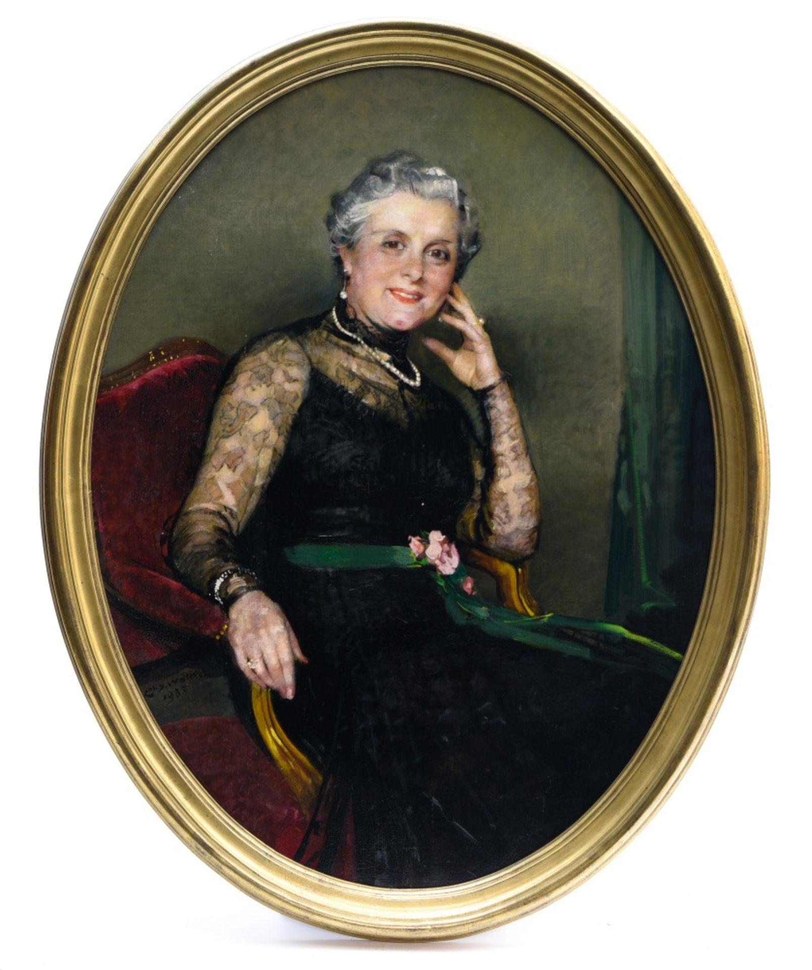Charles Joseph WATELET (1867-1954) Portrait of Madame Rachel Vanderspek, 1938, Oil on canvas, signed