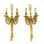 Neoclassical-style work Pair of sconces, Bronze with golden patina. Height (cm) : 60 - Width (cm) :