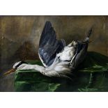 Late 19th century school Still life of a heron, 1883, Oil on canvas (re-stretched), signed at lower