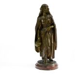 Jean Jules SALMSON (1823-1902) Water carrier, Bronze sculpture with brown patina, red marble