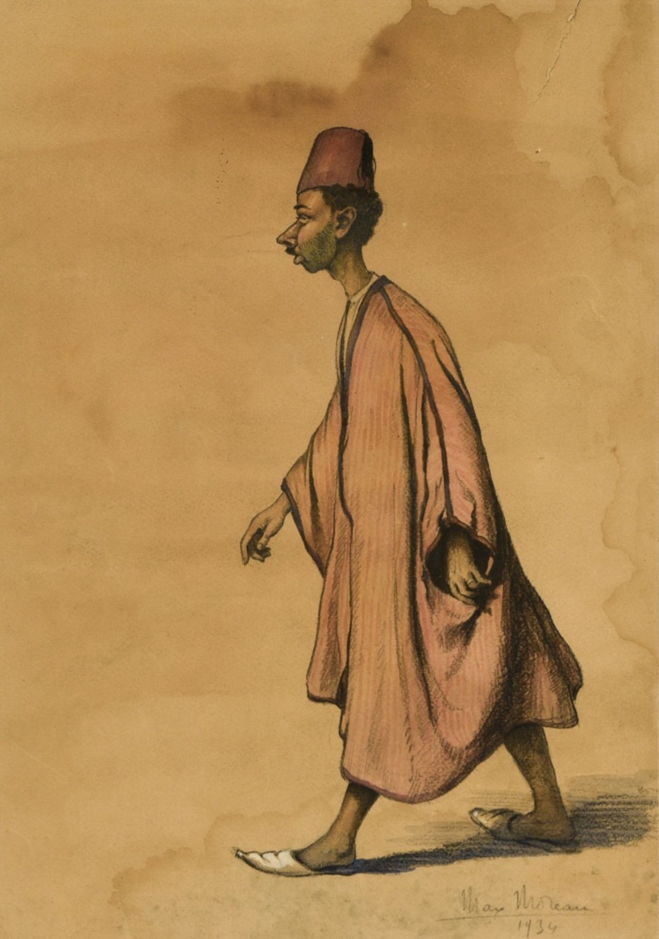 Max LŽon MOREAU (1902-1992) Merchant, 1934, Pencil and watercolour on paper, signed and dated at