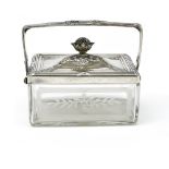 GALLIA Candy dish, Rectangular, made of cut crystal and silvery metal. Silversmith's hallmark. - - -