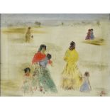 Alice FREY (1895-1981) Women and children on the beach, Oil on canvas, signed at lower right. Framed