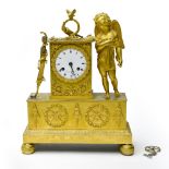 Restoration era work Allegory of love clock, Gilt bronze, dial and movement signed by Bollengier in
