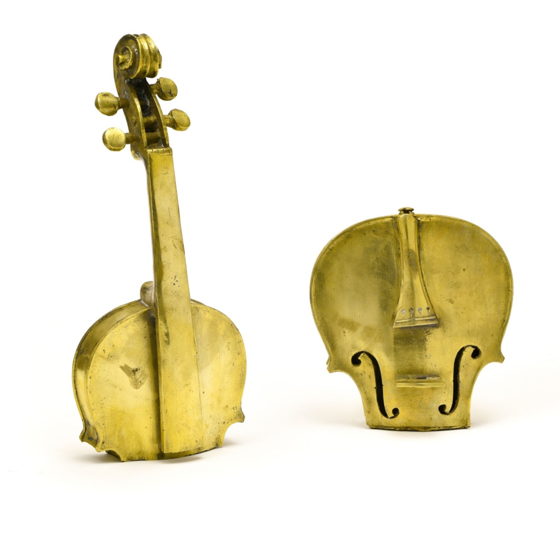 ARMAN (1928-2005) Halved violin, 1972, Polished gilt bronze sculpture, numbered 114/150 with