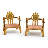 Ettore ZACCARI (1877-1922) Set of four armchairs, ca. 1910, Oak with geometric carved design,