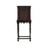 19th century work Dutch-style cabinet, Tortoiseshell and black-stained wood, composed of older