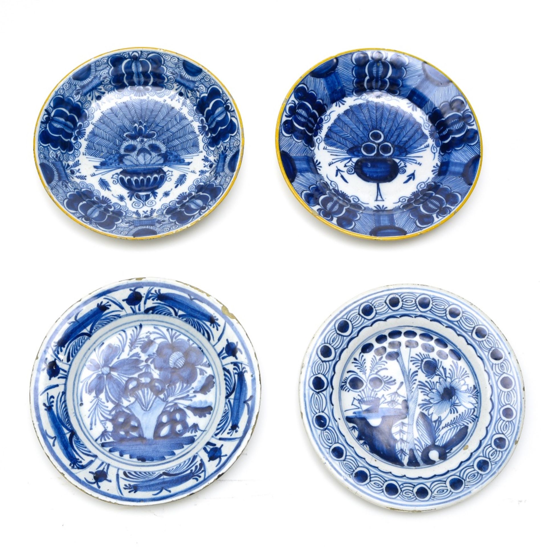 Delft Set of seven dishes, Blue and white earthenware. Various signatures. - - - - Image 3 of 4