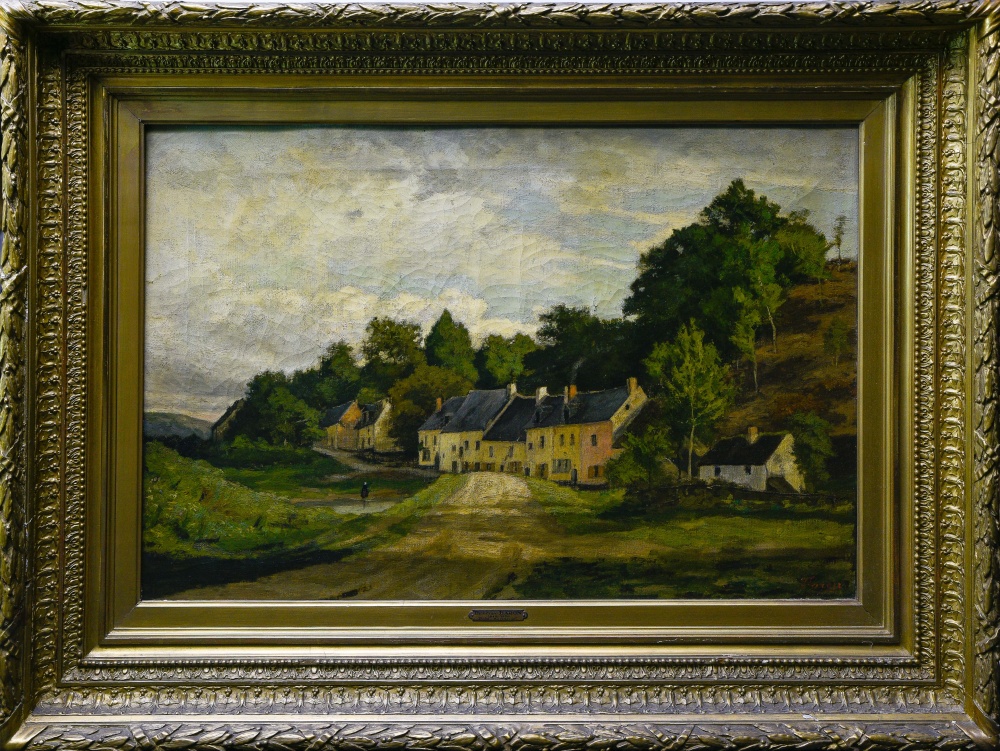 ThŽodore BARON (1840-1899) View of the hamlet of Poix Saint Hubert, Oil on canvas, signed at lower - Image 2 of 4