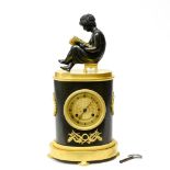 Empire era work The merit of women, Bronze bollard clock with two patinas, depicting a child