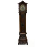 Late 18th-early 19th century Lige work Grandfather clock, Oakwood richly carved with flowers,