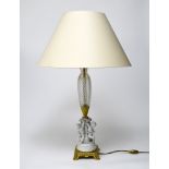 20th century work Table lamp with cherubim, Biscuit, gilt brass and cut crystal. Height (cm) : 60 -