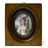 LAWREINCE (?), early 19th century school Portrait of Mrs. Graham, Miniature on ivory, signed '