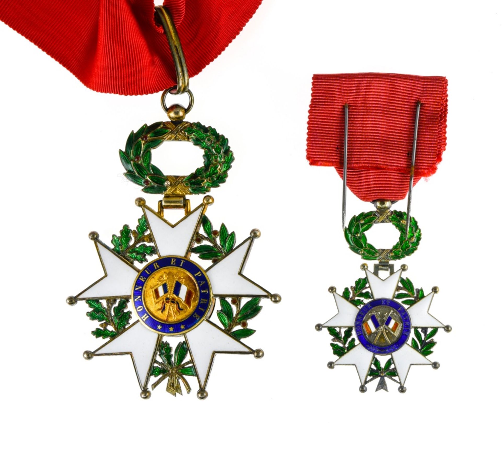 France Legion of honour, Third Republic model, Commander's cross, 83mm and Officer's cross, 58mm. In - Image 3 of 3