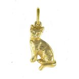 Cat pendant 18 kt yellow gold depicting a cat. Italian hallmark: 750. Longueur (cm) : 2,5 Poids (