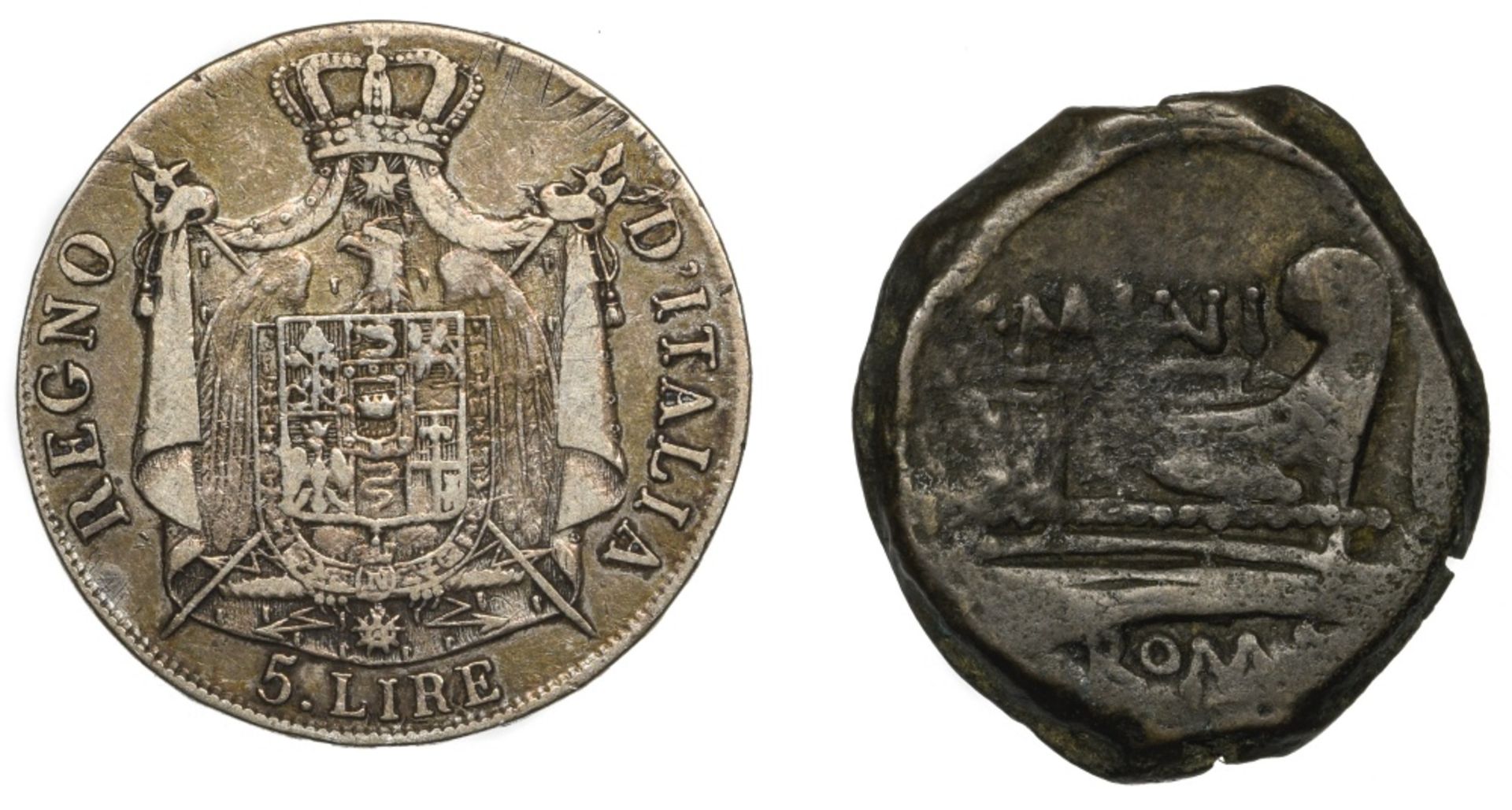 Italy, Kingdom of Napoleon Napoleon I (1805-1814), 5 Lire, 24.73g, 1809 M, Milan, raised edge (Gig. - Image 3 of 3