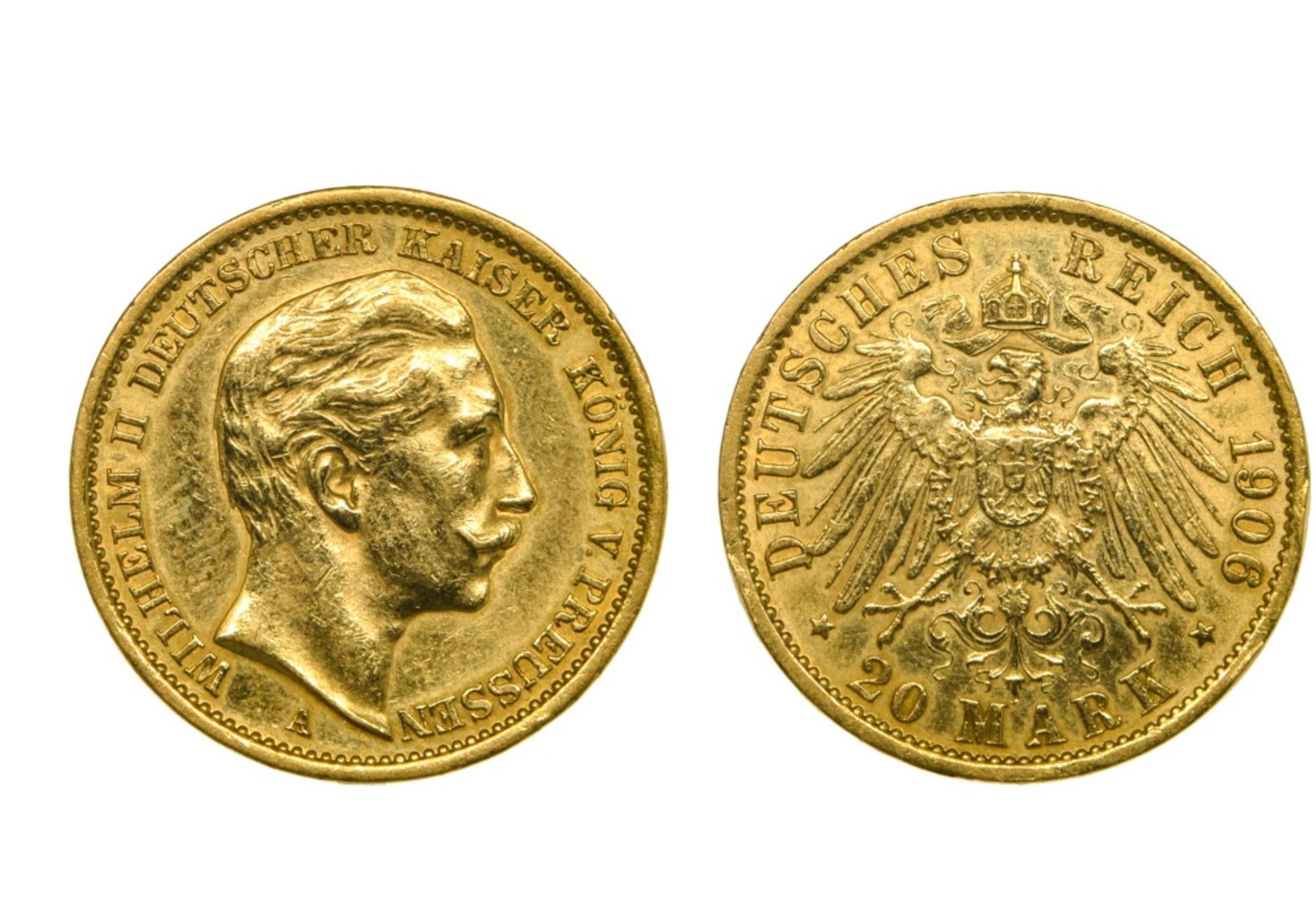 Germany, Prussia Wilhelm II (1888-1918), 20 Mark, 7.95g, 1906 A, Berlin (Fr.3831; KM.521).