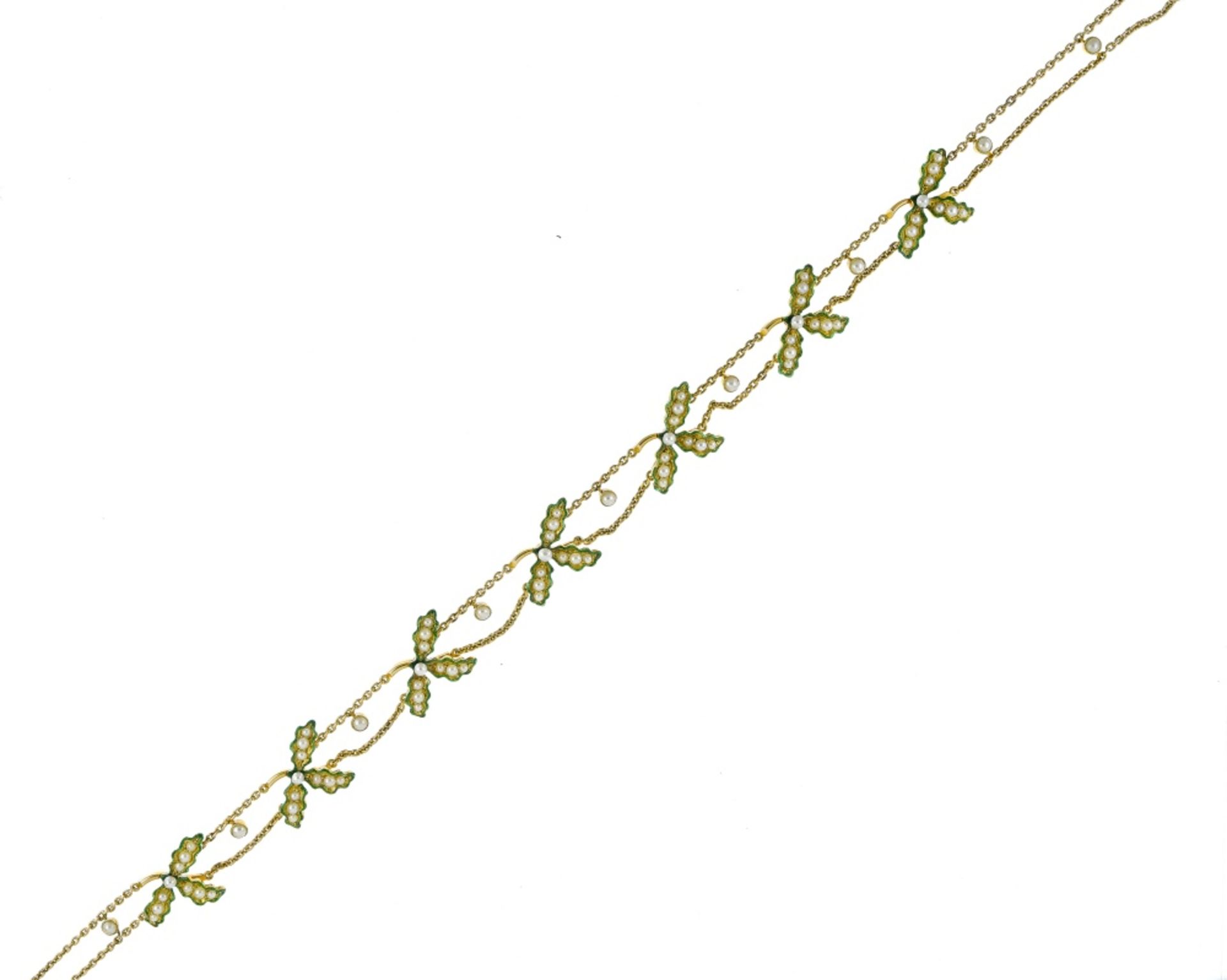 R.S. & A.P. Cufflin Romantic parure 18 kt and 15 kt yellow gold, composed of a choker necklace, a - Image 5 of 6