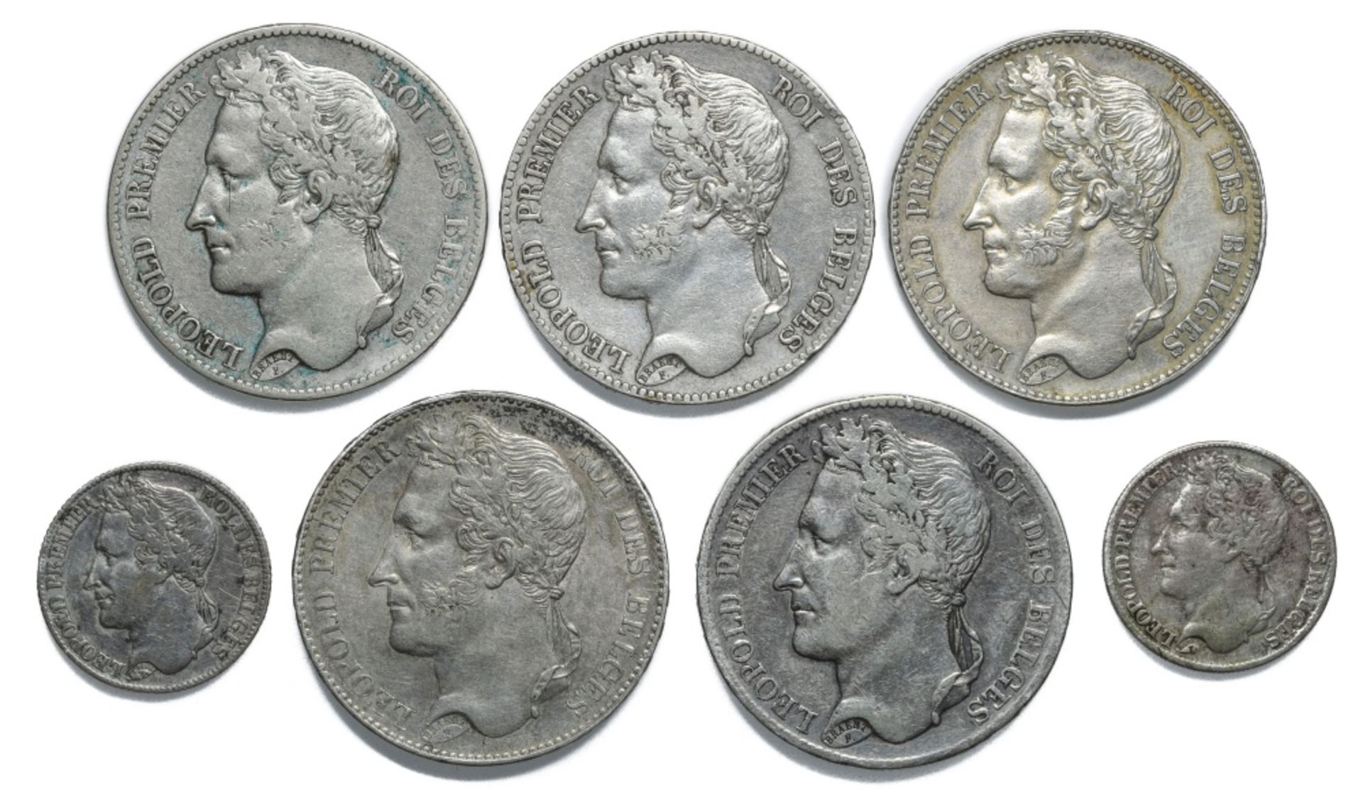 Belgium Leopold I (1831-1865), 5 Francs, laureate head (5), 1833 position B, 1847 position A, 1848 - Image 2 of 3