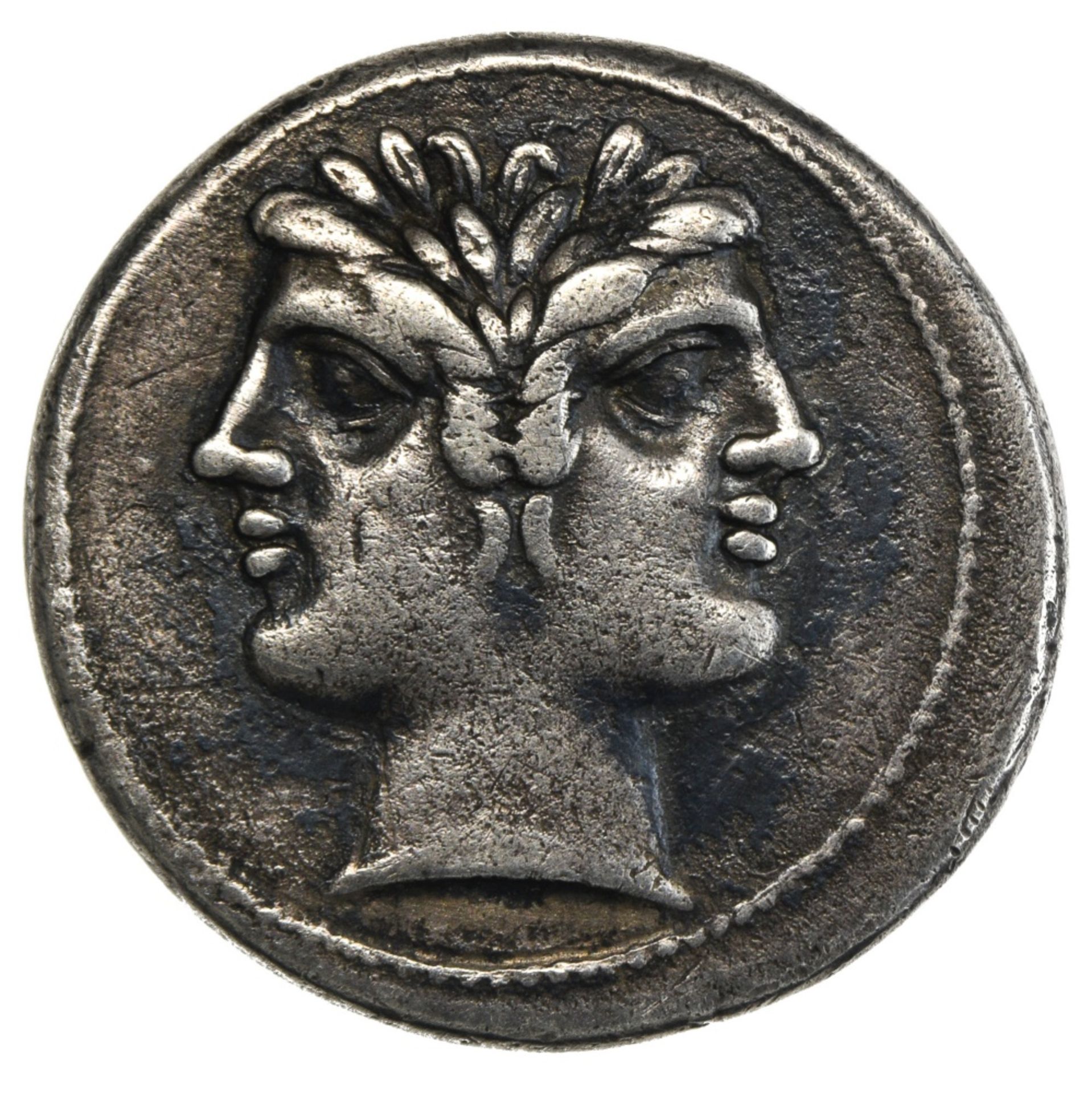 Rome Republic, anonymous, Didrachm, 6.51g, 225-212 B.C., laureate head of Janus, rev. Jupiter in - Image 2 of 3