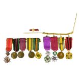 Belgium mixed lot of miniatures, Order of Leopold, Order of the Crown, Croix de guerre, Gold medal