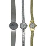 LONGINES Lot of three ladies' bracelet watches 18 kt yellow and white gold, brilliants, Longines,