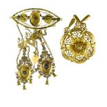 Lot of two Napoleon III brooches 18 kt yellow gold (restored) Poids (gr) : 22,6