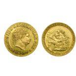 Great Britain George III (1760-1820), Sovereign, 7.98g, 1820, open 2, laureate head right, rev.