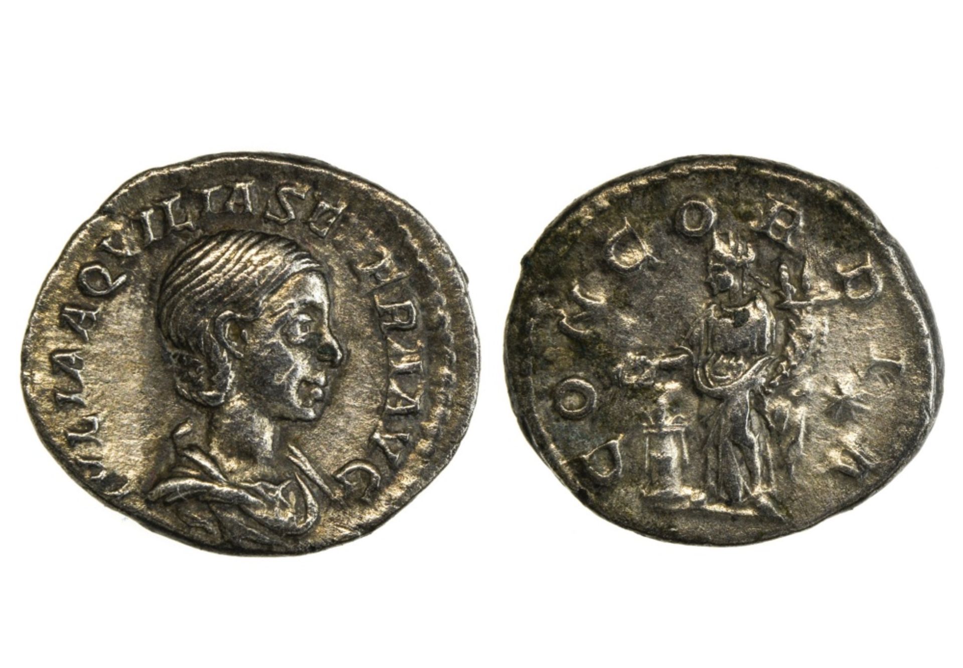 Rome Aquilia Severa (220-221 & 221-222), Denarius, 2.74g, Rome, bust draped right, rev. Concordia