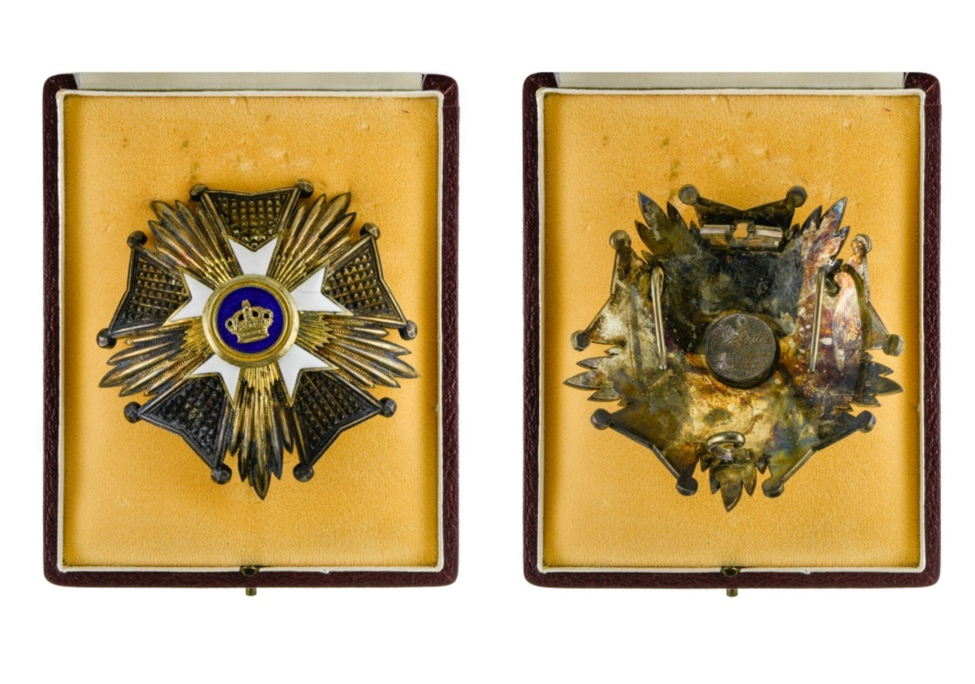 Belgium Order of the Crown, Grand officer's breast badge, signed De Greef. In a case by De Greef,