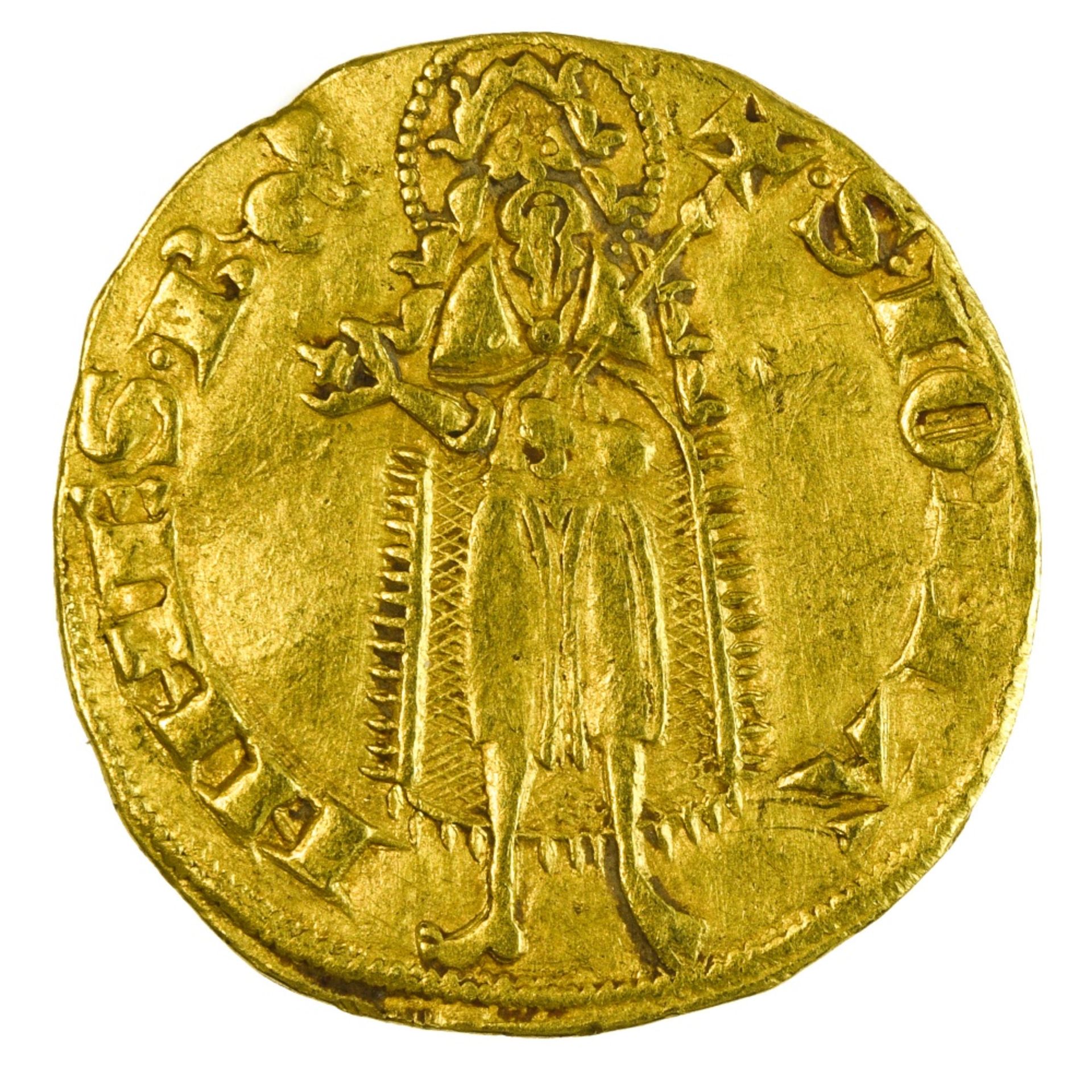 Italy, Firenze Republic (1189-1531), Florin, 3.35g, Florentine lys, +FLOR. ENTIA., rev. Saint John - Image 2 of 2
