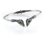 Lalaounis "Rams' heads" necklace Hinged silver torque bangle with a ram's head at each end,