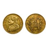 Italy, Vatican Pius IX (1846-1878), 10 Lire, 3.19g, 1869 R, Rome, year XXIV (Fr.281; Gig.280 ; KM.