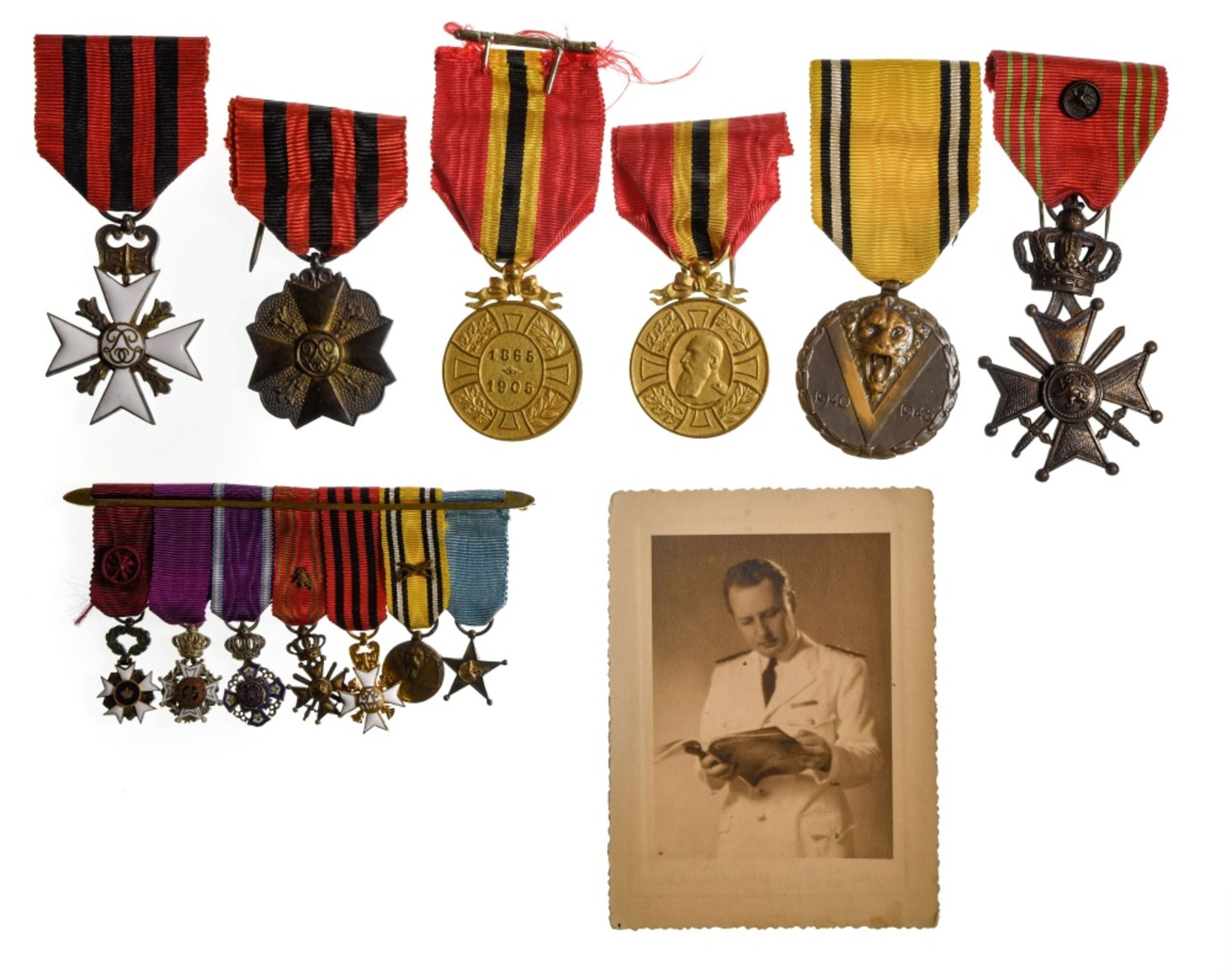 Belgium Group of orders, belonged to Pierre De Greift including Croix de guerre with bronze lion