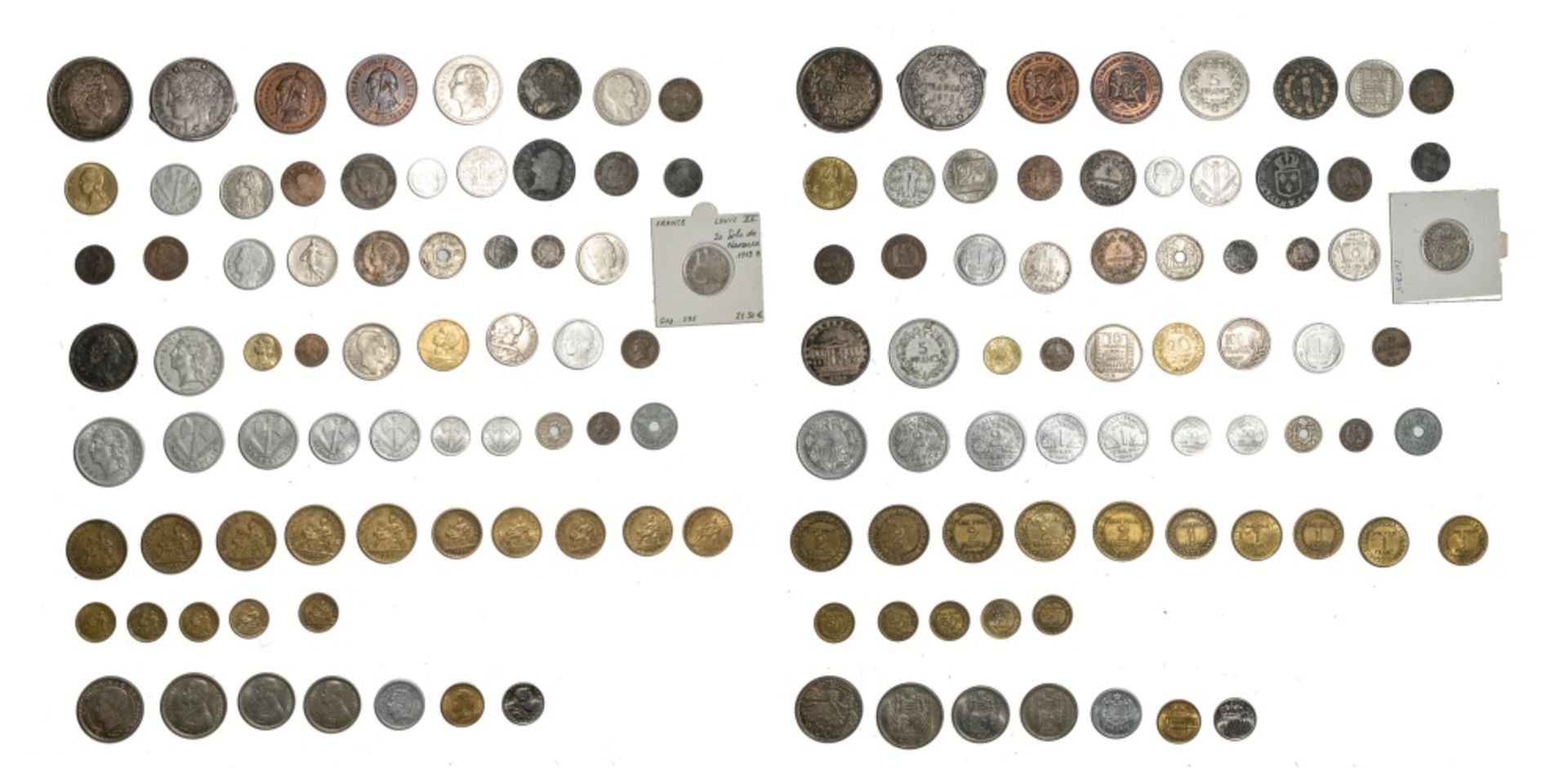 France mixed lot of coins, including Louis XV, 20 Sols de Navarre, 1719 B ; silver Jeton, Batimens