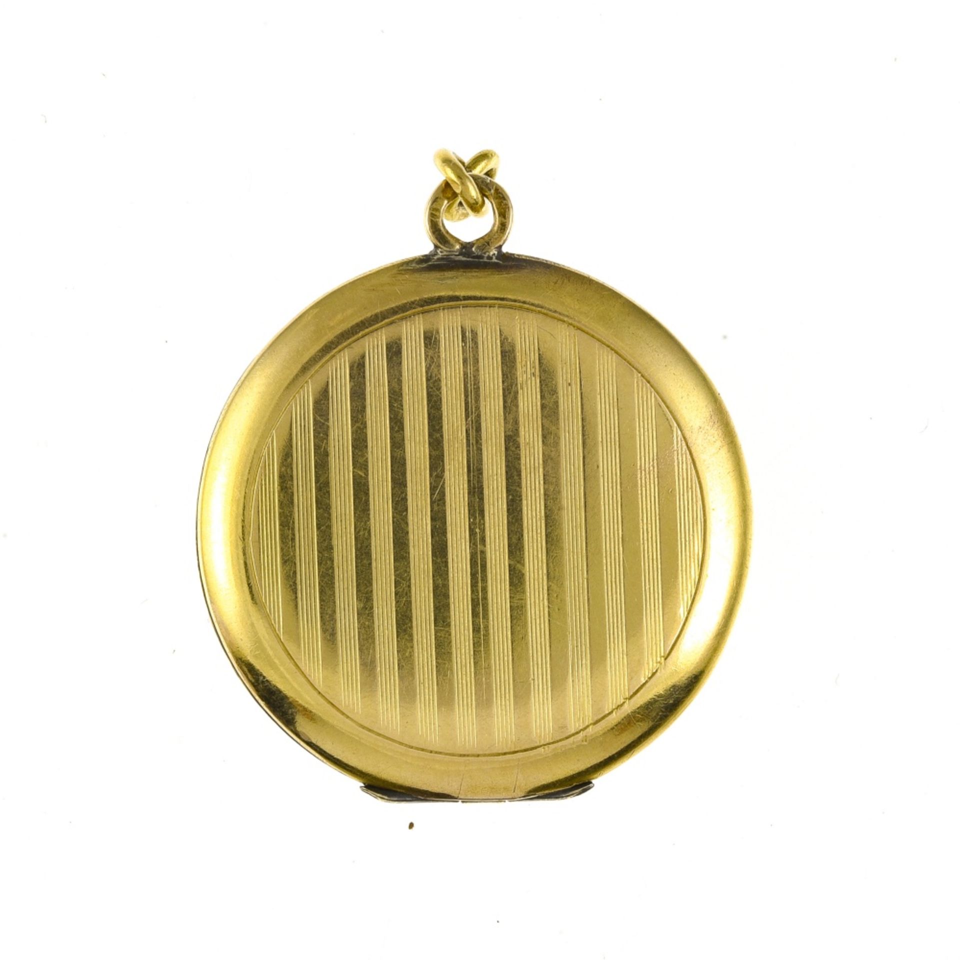 Art Deco photo locket Vermeil and 18 kt yellow gold, round, set with a small old-cut diamond in the - Image 2 of 2