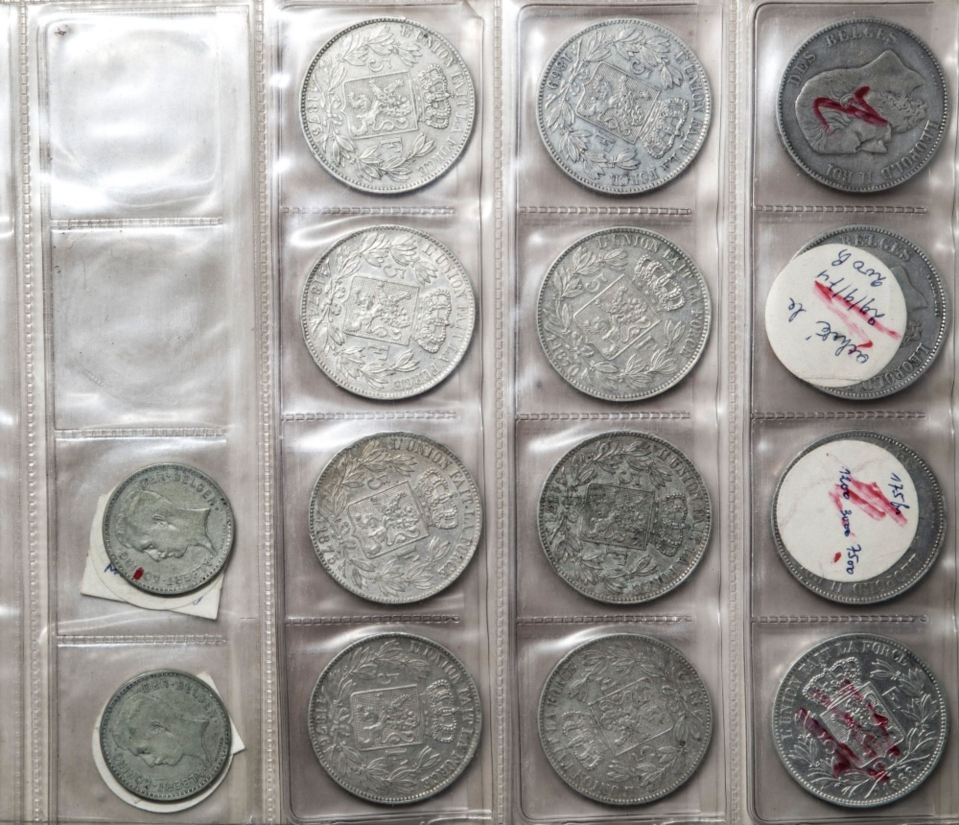 Belgium and Congo mixed lot of coins including Belgium, 250 Francs, 1976 ; 100 Francs 4 Kings (