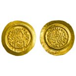 Italy Lombards, Tremissis, 1.29g, s.d., struck in the name of Maurice Tiberius, second type, large