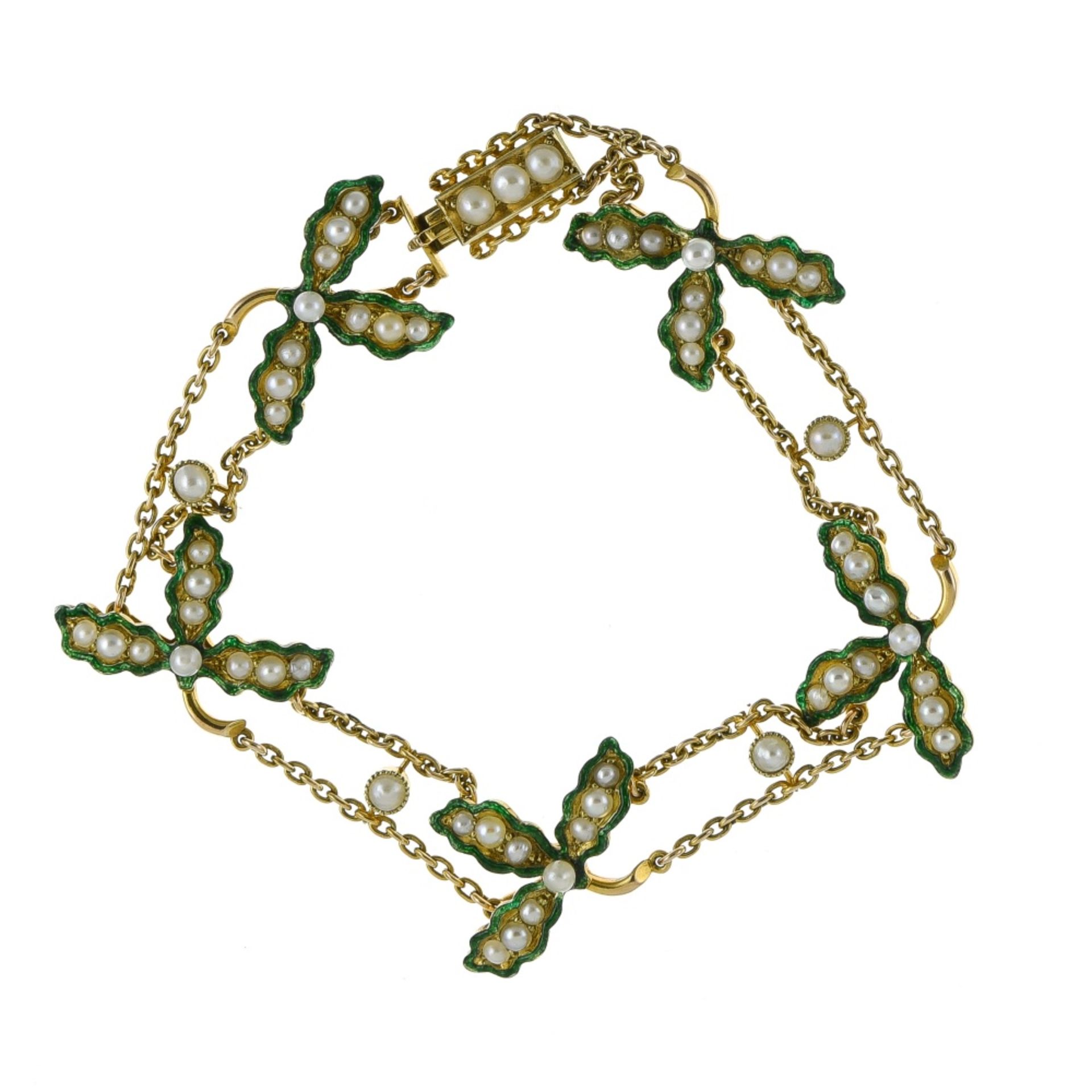 R.S. & A.P. Cufflin Romantic parure 18 kt and 15 kt yellow gold, composed of a choker necklace, a - Image 2 of 6