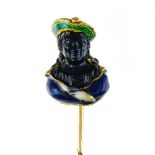 Tie pin 18 kt yellow gold, enamel and onyx. French hallmark depicting a bust of a woman. Poids (gr)