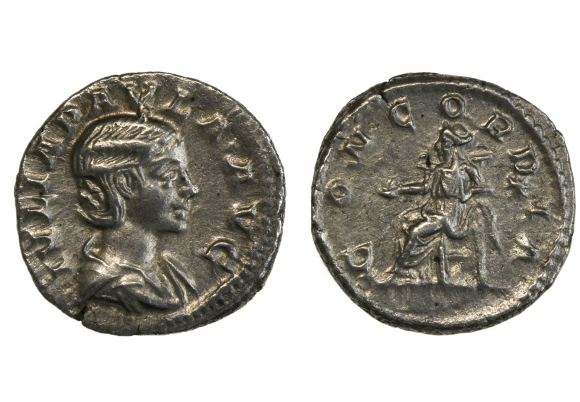 Rome Julia Paula, first wife of Elagabal (219-220), Denarius, 3.41g, Rome, draped bust right, rev.