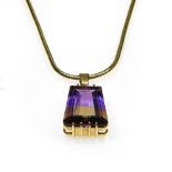 Ametrine necklace 18 kt yellow gold, composed of a rat-tail chain and a trapezoidal pendant set