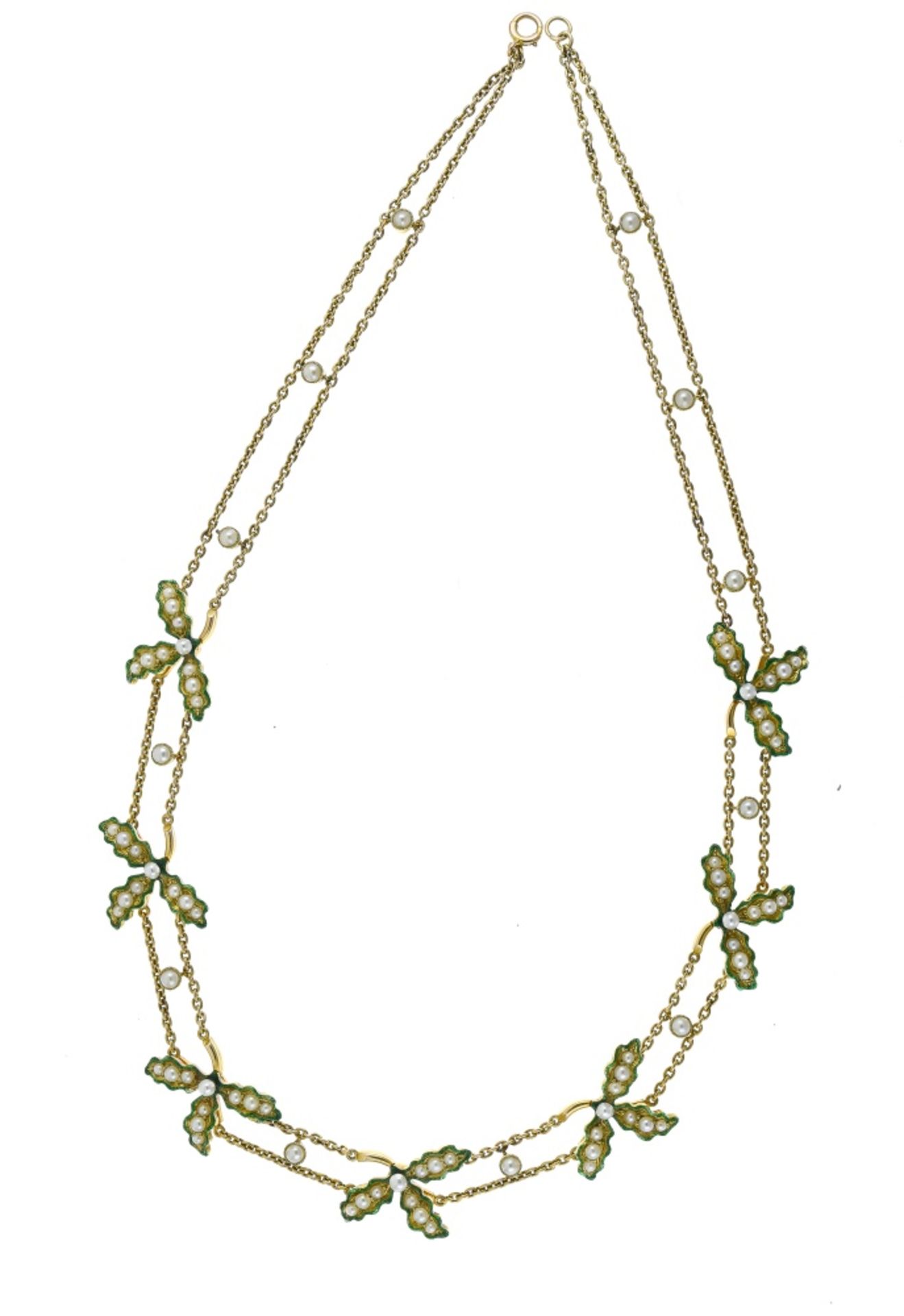 R.S. & A.P. Cufflin Romantic parure 18 kt and 15 kt yellow gold, composed of a choker necklace, a - Image 4 of 6