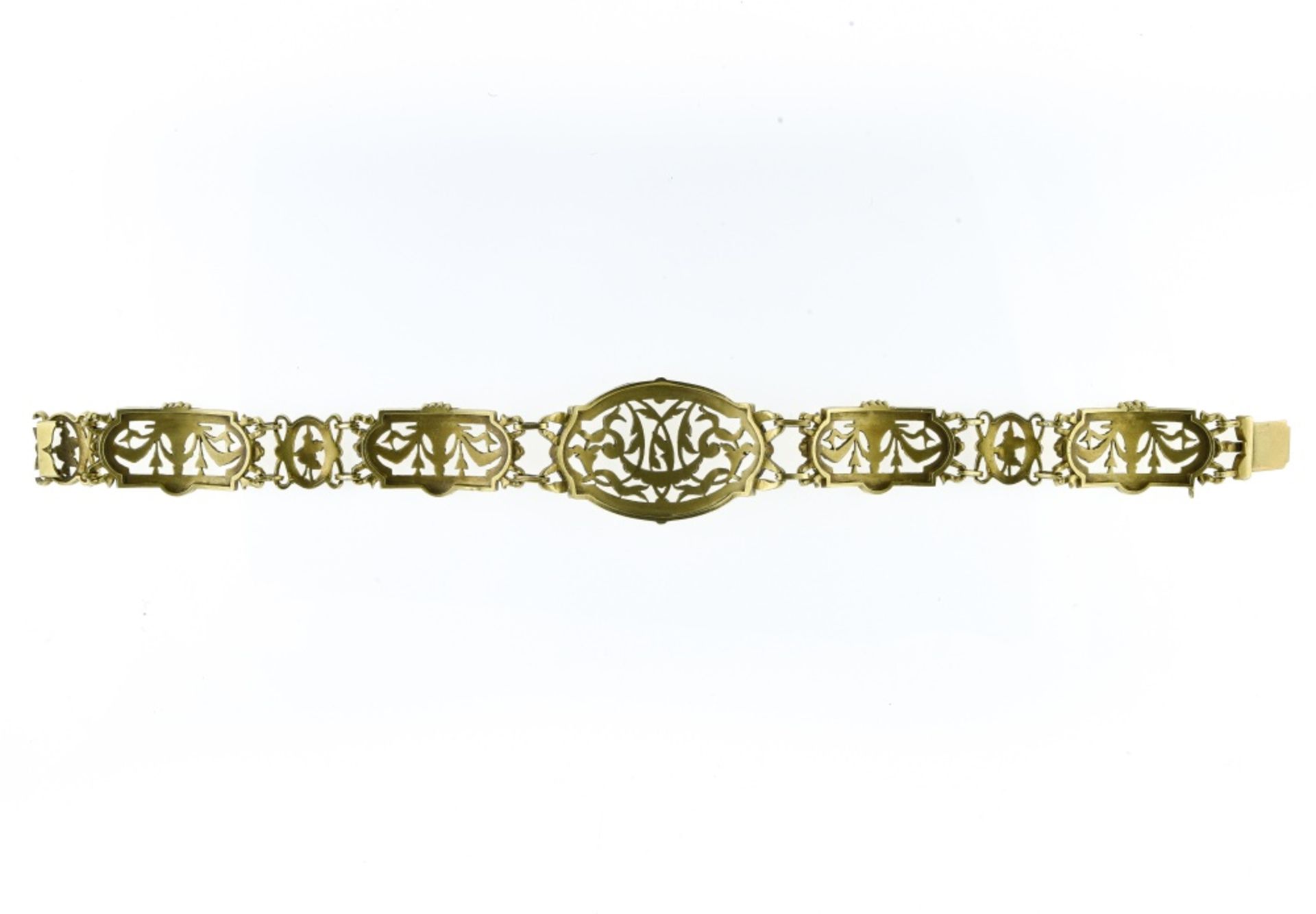 Lucien Gautrait Neoclassical bracelet 18 kt yellow gold, inlaid with white enamel, composed of 4 - Image 4 of 4